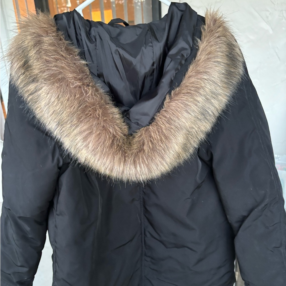 Fur hooded zip coat